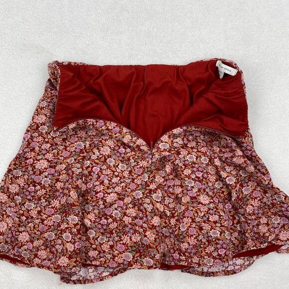 American Eagle Skirt Size XS Red Floral Mini Flowy Zip Up Cute Summer - Picture 6 of 6
